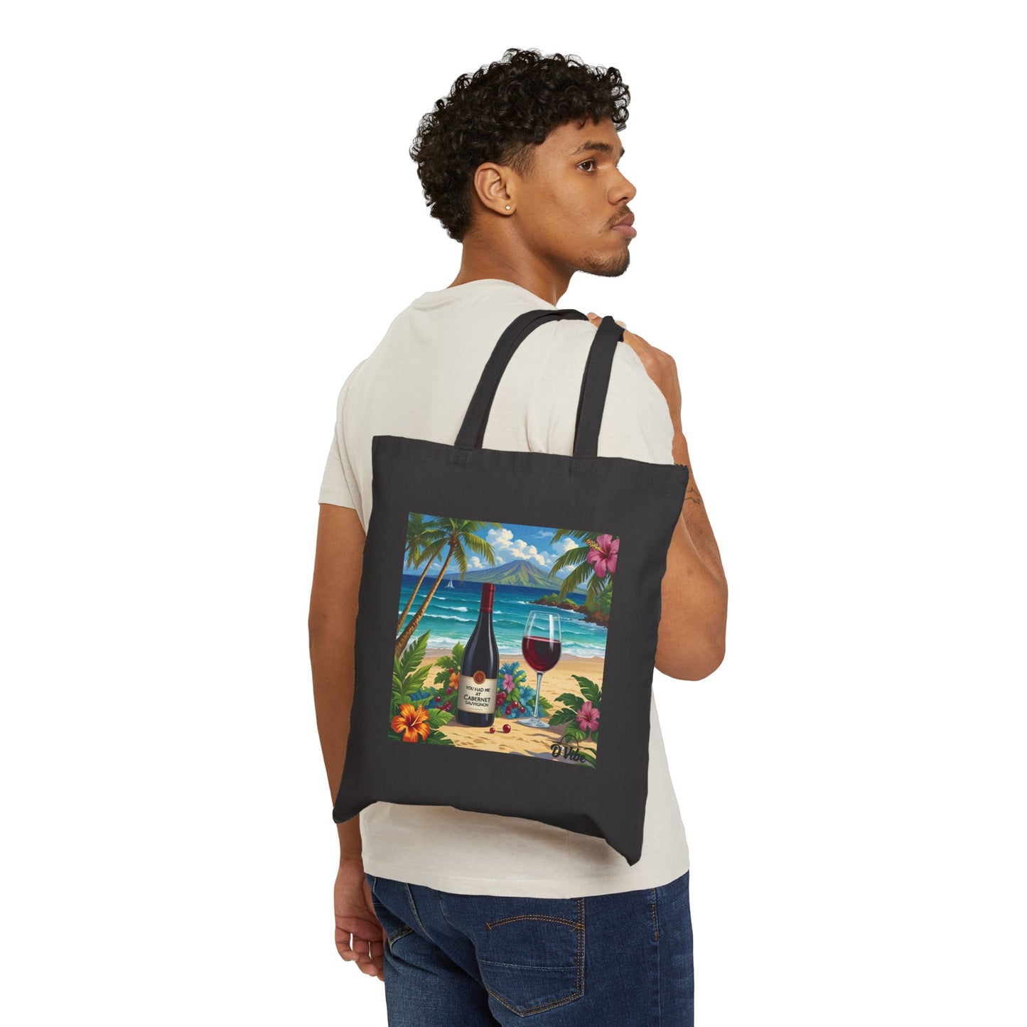 You Had Me At Cabernet Salvignon - Tropical Wine Tote Bag, Beach Bag, Summer Clutch, Picnic Essential, Gift for Wine Lovers, Eco-Friendly Shopper