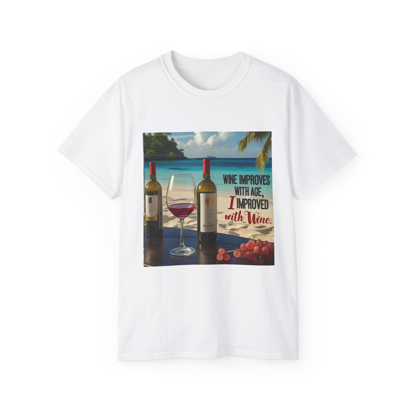 Improve with Wine - Wine Lovers Unisex Tee, Vintage Wine T-Shirt, Funny Gift for Wine Enthusiasts, Casual Summer Shirt, Great for Wine Lovers