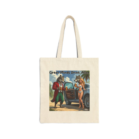 Great Minds Think Alike - Cotton Canvas Tote Bag with Vintage Pirate Design, Great Minds Drink Alike, Eco-Friendly Shopping Bag, Fun Gift for Pirates, Beach Day [...]