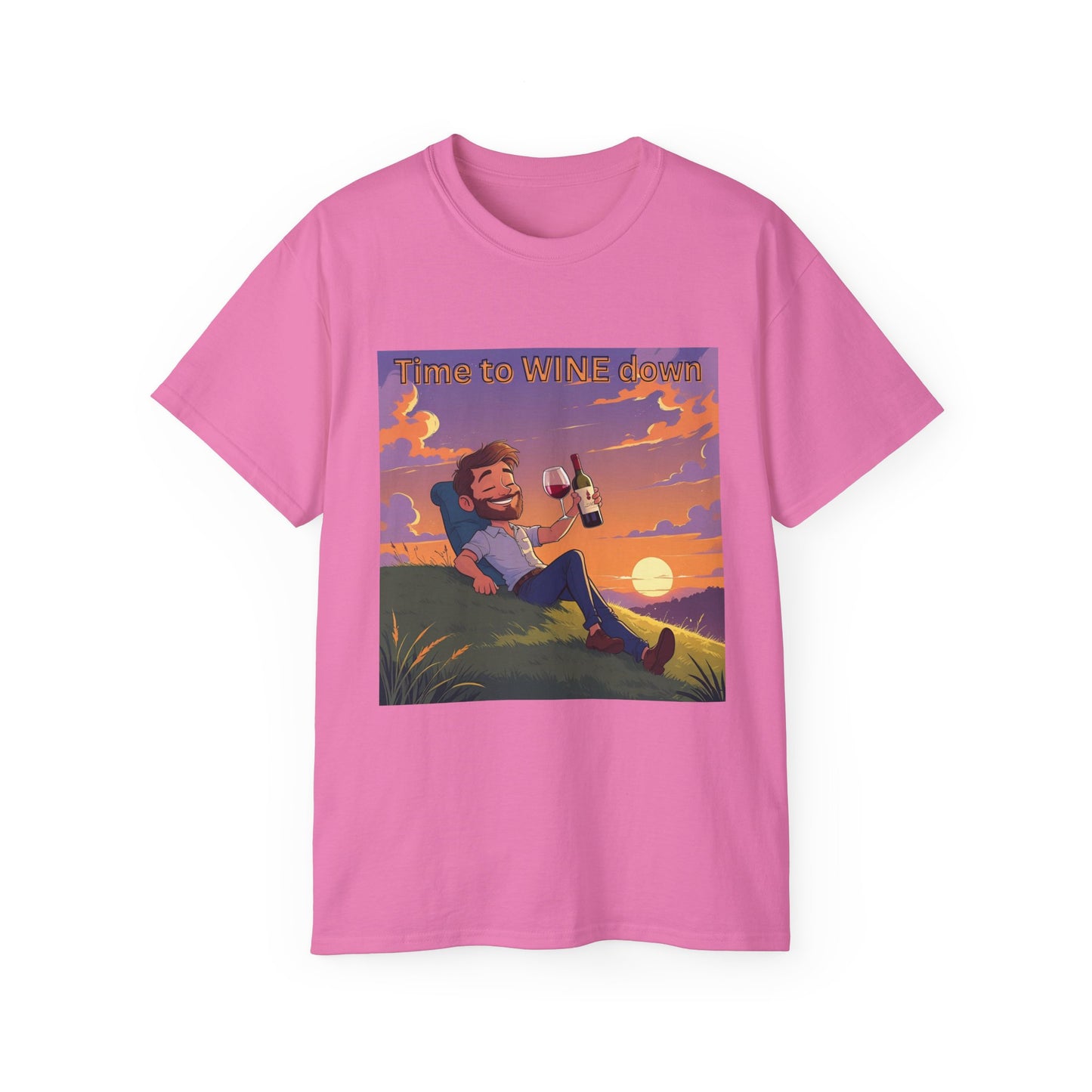 Time to Wine Down - Sunset Wine Vibes Tee, Relaxation Shirt, Unisex Graphic Tee, Gift for Wine Lovers, Summer Party Outfit, Chill Weekend Wear
