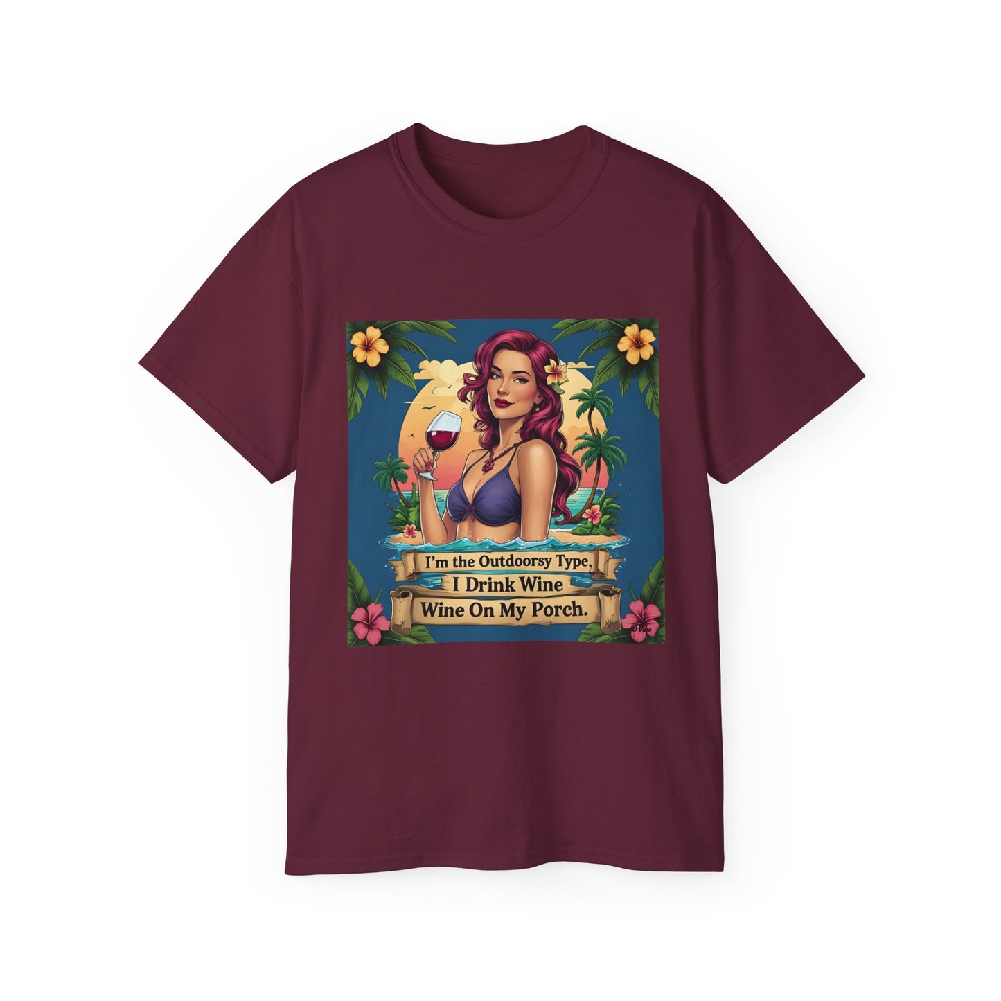I Drink Wine on my Porch - Wine Lover's Unisex Tee, Perfect Gift for Outdoor Enthusiasts, Summer Vibes, Garden Parties, Wine Nights, Casual Comfort