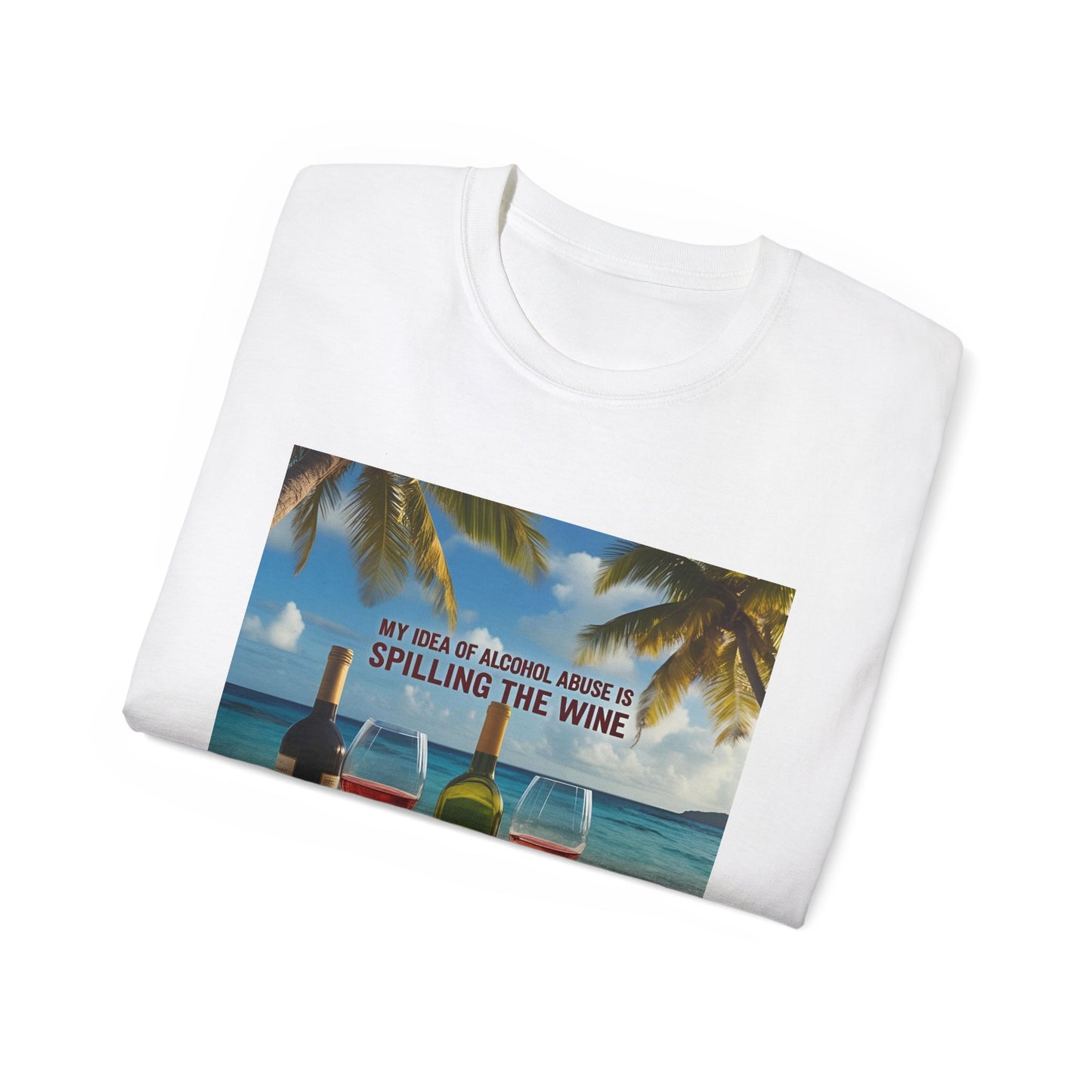 Spilling the Wine - Beach Vibes Wine Tee - Perfect for Summer Gatherings, Gift for Wine Lovers, Casual Outing, Relaxing at the Shore, Beach Party Apparel