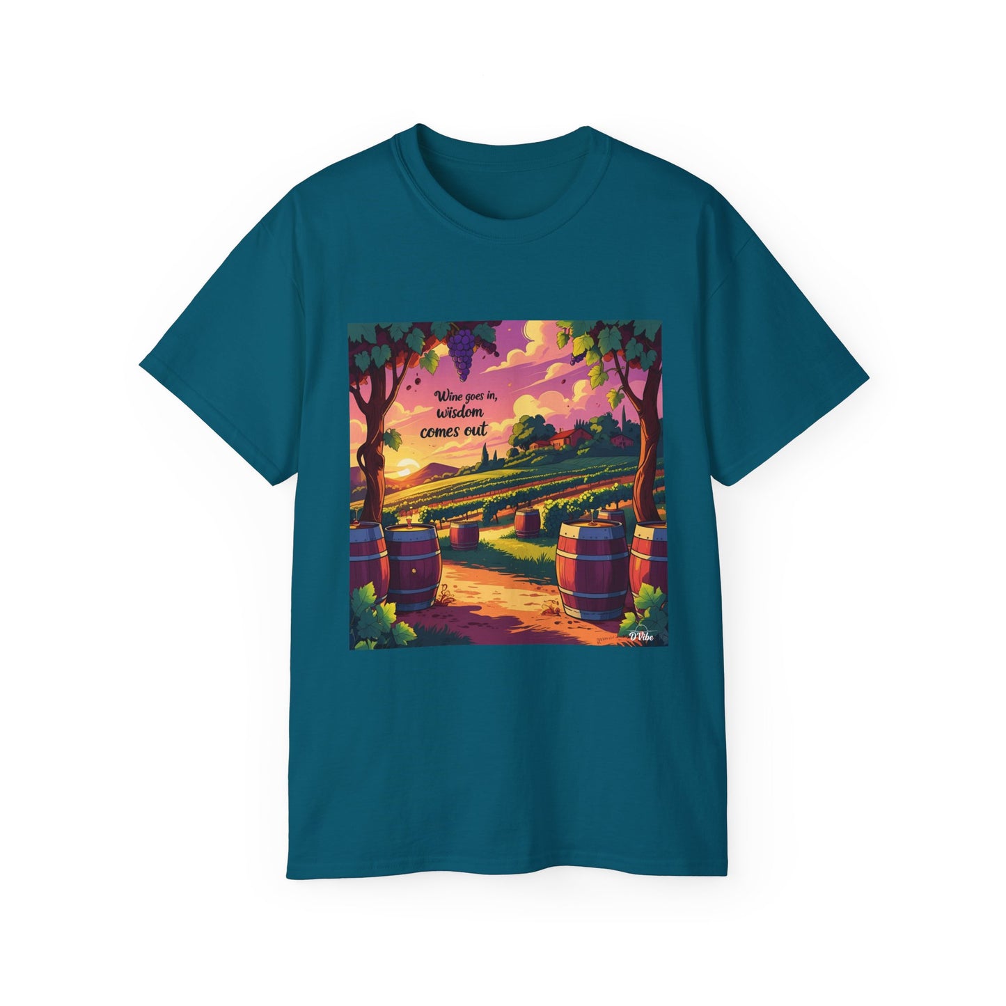 Wine Goes In Wisdom Comes Out - Vibrant Landscape Art Tee, Unisex Cotton Shirt, Nature Lover Gift, Summer Vibe Top, Hiking Apparel, Outdoor Fun T-Shirt