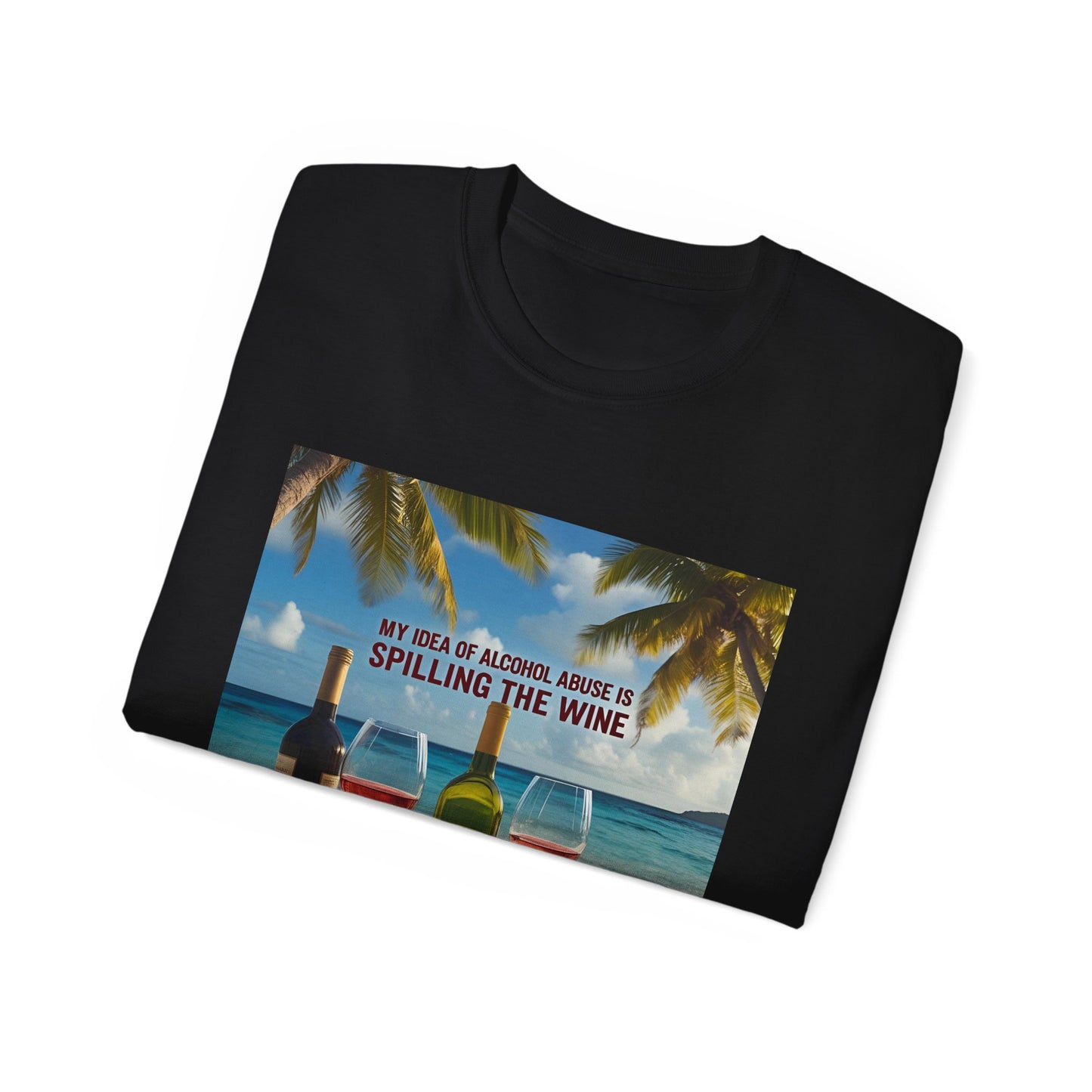 Spilling the Wine - Beach Vibes Wine Tee - Perfect for Summer Gatherings, Gift for Wine Lovers, Casual Outing, Relaxing at the Shore, Beach Party Apparel
