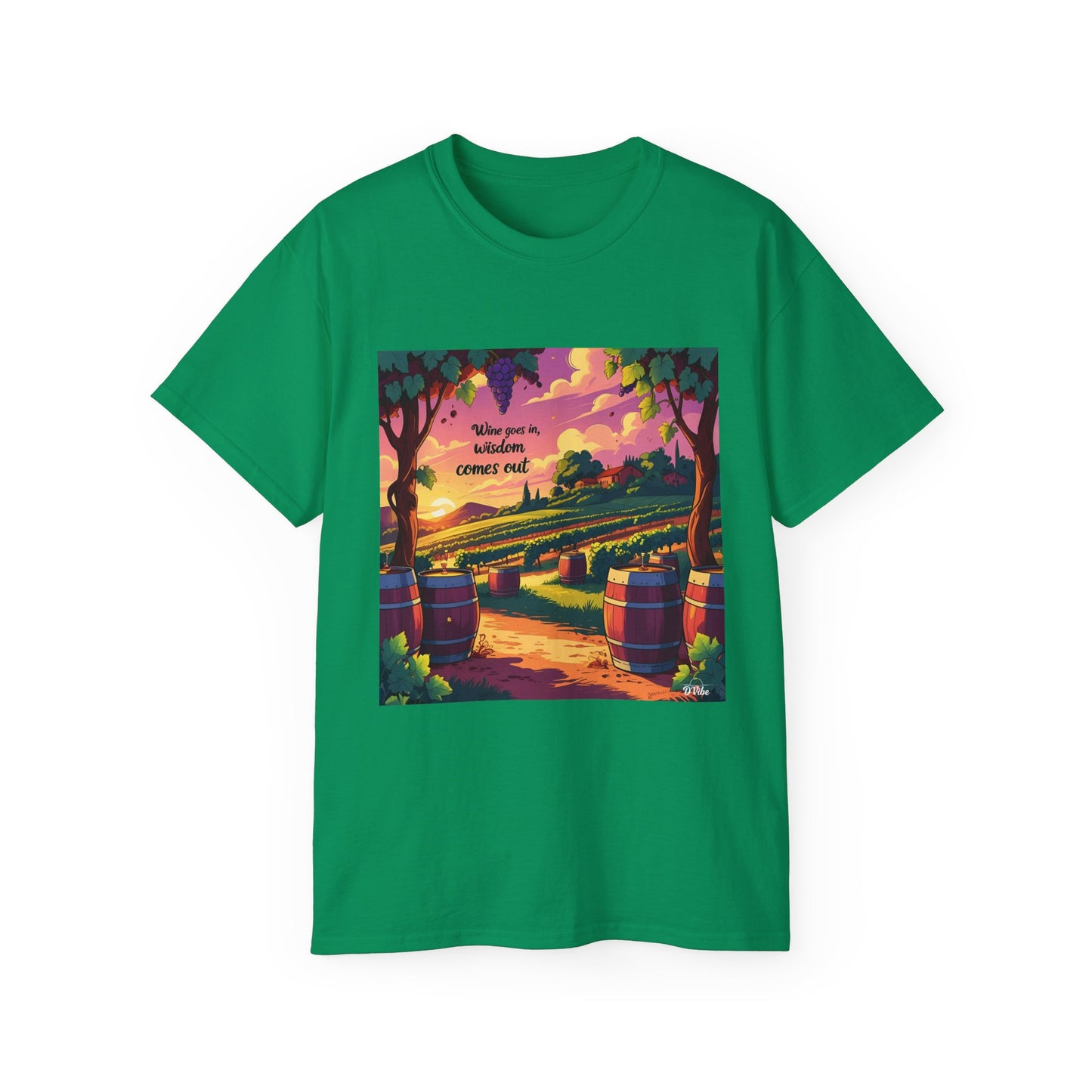 Wine Goes In Wisdom Comes Out - Vibrant Landscape Art Tee, Unisex Cotton Shirt, Nature Lover Gift, Summer Vibe Top, Hiking Apparel, Outdoor Fun T-Shirt