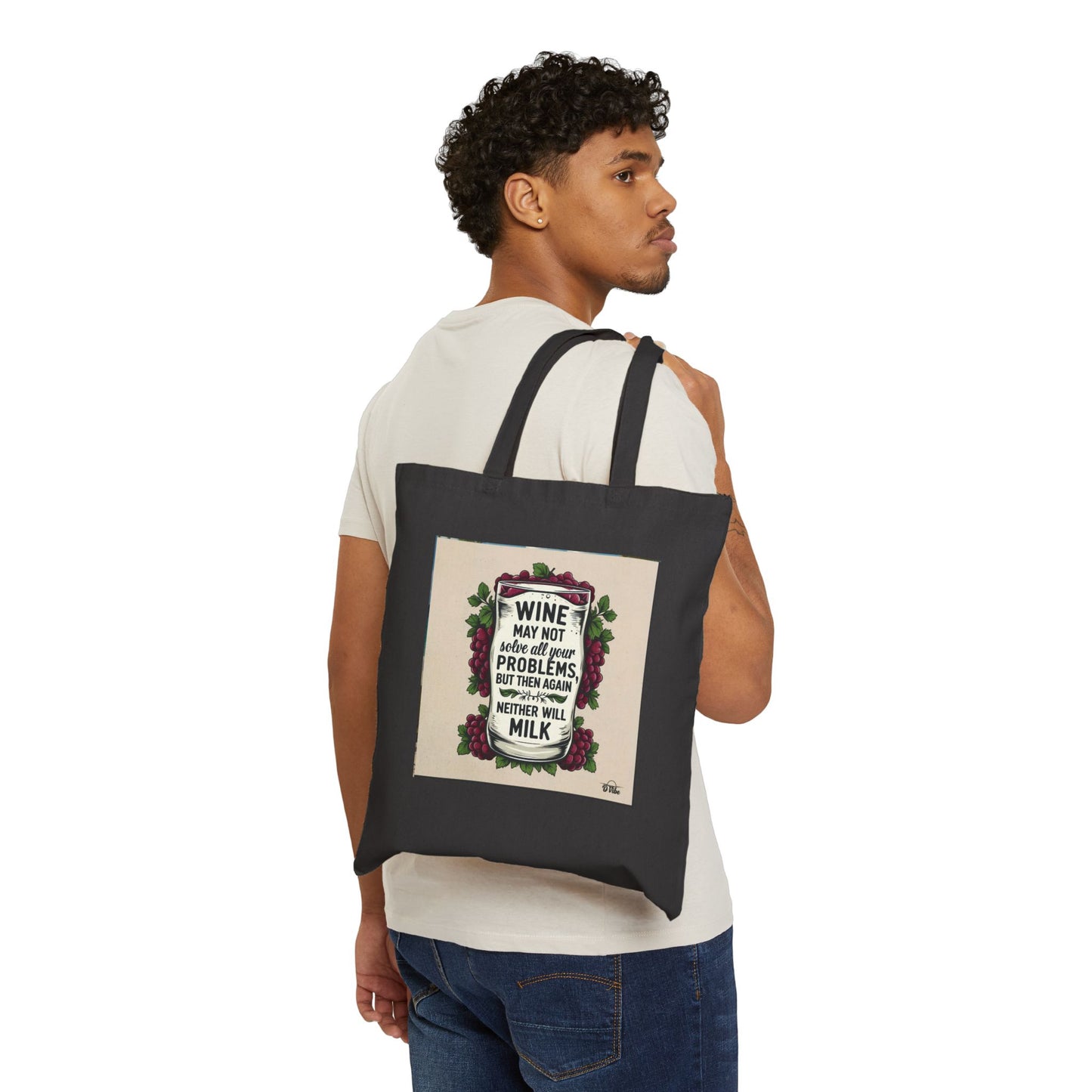 Wine Will Solve Your Problem - Whimsical Wine Quote Tote Bag | Perfect Gift for Wine Lovers, Eco-Friendly Shopping, Funny Gift, Canvas Handbag