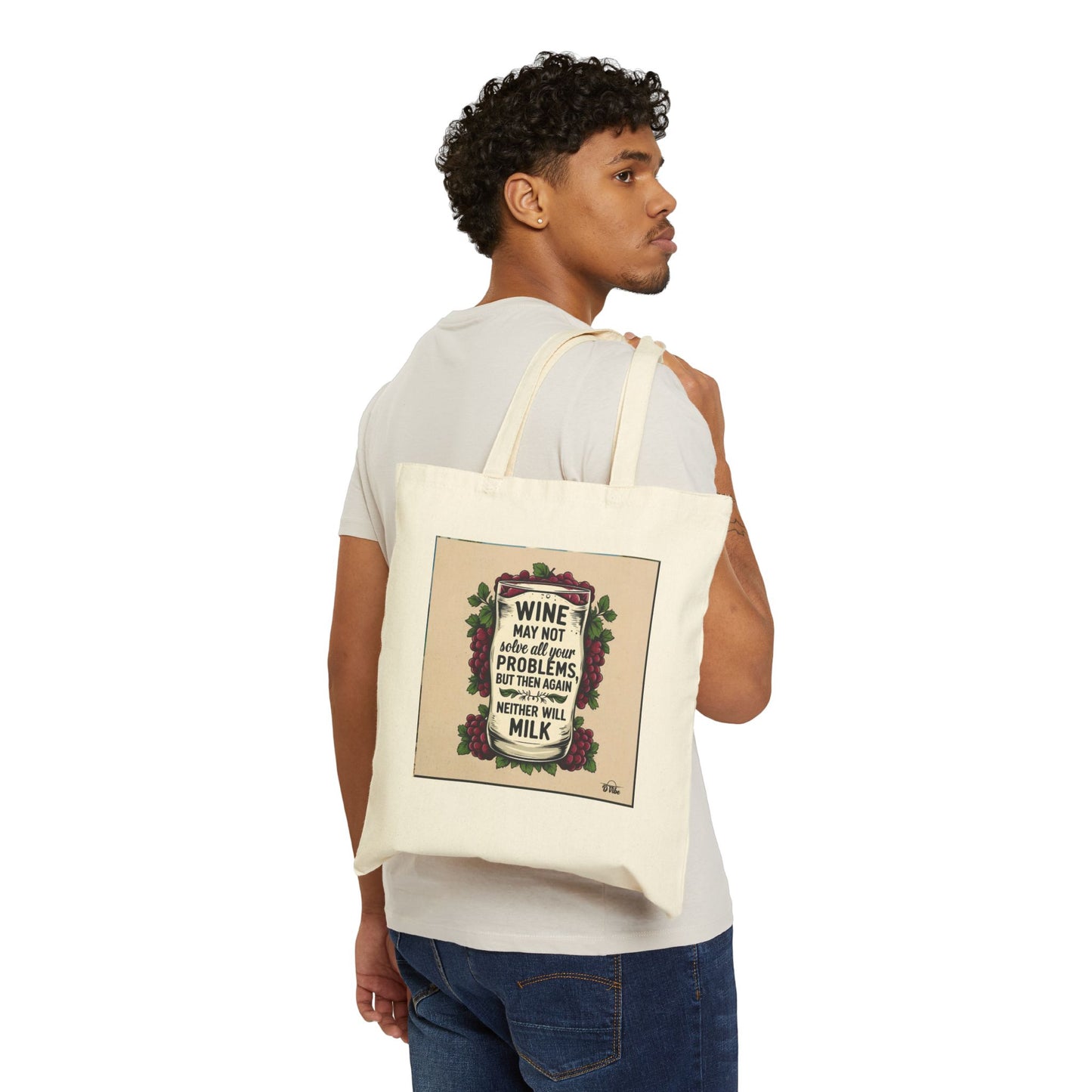 Wine Will Solve Your Problem - Whimsical Wine Quote Tote Bag | Perfect Gift for Wine Lovers, Eco-Friendly Shopping, Funny Gift, Canvas Handbag