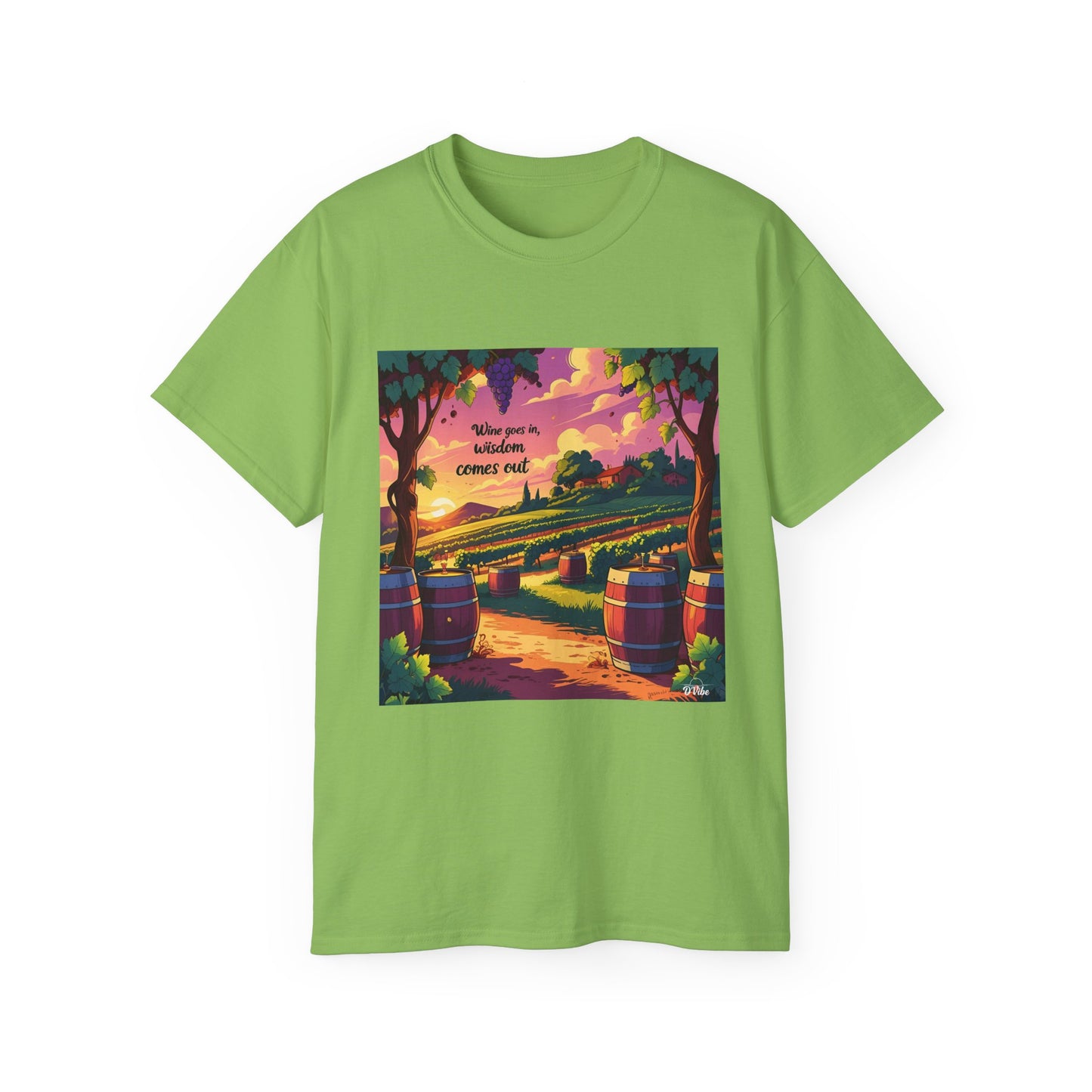 Wine Goes In Wisdom Comes Out - Vibrant Landscape Art Tee, Unisex Cotton Shirt, Nature Lover Gift, Summer Vibe Top, Hiking Apparel, Outdoor Fun T-Shirt
